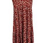 Natural Life  Maxi Dress V-Neck Short Sleeve Rust Red Blue Floral Size Small Boho Photo 0