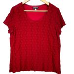 BiyAYCDA Lot of 3 Teal Red Pink Scoop Neck Stretch Feminine Blouse Lace Tops Size XL Photo 3