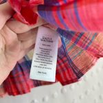 C&C California ‎ 100% Linen Cropped Short Sleeve Plaid Top Sz M Photo 3