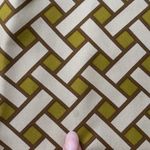 70s Vintage Scarf Italian Silk Wool Reversible Basketweave Print Cream Brown Photo 6