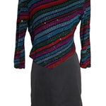 St. John St. John Evening Sequin Stretch Knit Asymmetrical Top Size 8 Cocktail Party Photo 0