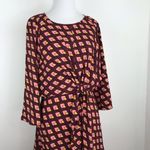 Halogen NEW‎  pink retro geometric printed tie front dress Photo 3