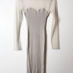 ZARA  COMBINATION TULLE bodycon DRESS GRAY MINK medium Photo 2