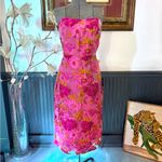 Lulus NWT  Upgraded Event Pink Jacquard Strapless Bustier Midi Dress ~ Sz XL 🧡🍄 Photo 3