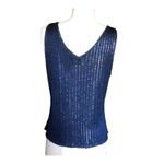 Sigrid Olsen Women’s Double V-neck Sequin Navy Blue Special Occasion Tank Med Photo 5