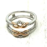 14K white gold, rose gold, diamond ring enhancer /open work ring, *size 6, 3.8g Photo 6