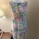 Green and Pink Floral Asymmetrical Tank Top with Relaxed Fit Size 8 White Photo 4