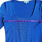 Reiss Blue Cropped Sleeve Knitwear Longsleeve Pleated Front Cali Size S Photo 8