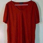 Trixxi  Dotted Knit Soft Slit Sleeves V-Neck Blouse Women Size Large Burnt Orange Photo 0