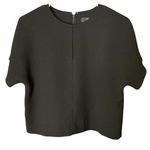 J.Crew 365 CROP SHIRT Black Crepe SPLIT NECK Cap Sleeve Top Blouse Lined Photo 0