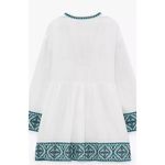 ZARA  Women's White Embroidered V-Neck Long Sleeve Boho Beach Mini Dress Size XS Photo 10