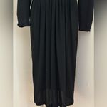 Laura Ashley Black Vintage 1990’S Long Sleeve Black Bow Wool Dress Pleated Sz 8 Photo 2