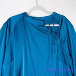 Eloquii New!  women's tie‎ neck long sleeve satin top blouse royal blue, size 20 Photo 1