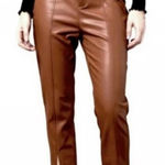 Jason Wu Vegan Leather Cognac Skinny Pants Large Photo 0