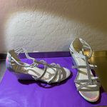 New York Transit  Baguette Wedge Sandal, Holographic Silver Bridal Evening Shoes Photo 1
