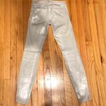 Current/Elliott Lame Foil Vintage Y2k Skinny Jeans Festival Street Wear Leggings Silver Sz 26 Metallic Iridescent Holographic Pewter Shiny Flashy Faded Stone Photo 1