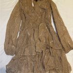 Elegant Brown Long Sleeve Dress Size M Photo 0