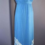 Gypsy 05 NWT La Ba Dee Blue Tie Dye Deep V Bamboo Twist Strap Maxi Dress XS $143 Photo 2