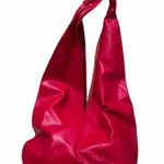 Red Leather Hobo Slouchy Adjustable Bag Tote Photo 0