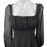 NEW WDIRARA Black Swiss Dot Puff Long Sleeve Mini Fit & Flare A Photo 2