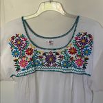 Mexican Embroidered Blousey Top Large White Photo 1