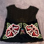 Free People  Black Embroidered Top Photo 8