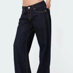 Edikted petite dark wash  low rise wide leg jeans indigo Photo 0