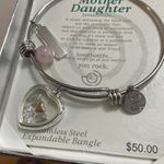 Mother Daughter Stainless Steel Expandable Bangle Bracelet Love This Life NEW Silver Photo 2