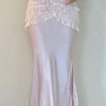 Vintage Style Cottage Ballet Pastel Pink Silky Lace Ruffle Midi Fishtail Skirt Size XS Photo 5