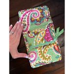 Vera Bradley Euro Wallet Tutti Fruitti Multicolor Green Paisley Snap Closure Photo 1