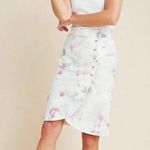 Anthropologie  Kimmie White Pink Purple Tie-Dye Button Close Tulip Midi Skirt-12 Photo 5