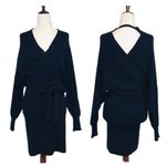 Gianni Bini  Black Low Cut Fitted Mini Sweater Dress Sexy Party LBD Size Small‎ Photo 1