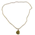 Gold Plated Chain Necklace With Green Druzy Stone Pendant Womens Jewelry u Photo 0