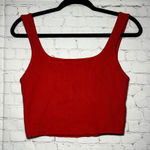 House of Harlow 1960 Red Ribbed Square Neck Crop Tank Top Women's Size M Size M Photo 0