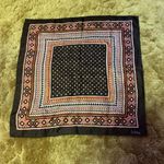 Vintage Echo Silk Scarf Geometric Diamond Print Brown Rust Square Photo 2