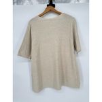 J Jill Linen Blend Short Sleeve Sweater Embroidered Flower Pullover Size XL Boho Tan Photo 5
