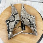 EXPRESS  Snake Reptile Print Heeled Mules Shoes Ivory Gold 7 New Pointed‎ Toe Photo 3