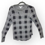 Market & Spruce Gray Buffalo Check Sweater Preppy Knit Minimalist S Photo 0