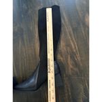 Cocon Black Knit Sock Boots Women 36(US 6) Block Heel Stretch Boots Square Toe Photo 4