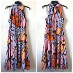 Sam Edelman  Butterfly Tiered High Neck Midi Dress Lavender Multi 4 Photo 2
