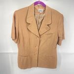 F.P.S.A vintage Three Button Blazer Jacket Short Sleeve Linen Blend Khaki Size 1 Brown Photo 1