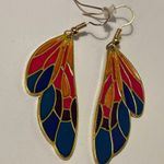 Fairy wing earrings gold pink purple blue orange drop New pretty gift Photo 1