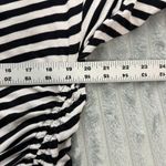 Michael Kors Top Womens XL Black White Stripe Nautical Preppy Long Sleeve Ruched Photo 4