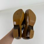 Gazith Brown Patent Leather Wooden Platform Sandals Size 8.5 Photo 8