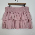 Aerie Ready To Ruffle Mini Skirt Pink Smocked Tiered Coquette Soft Girl Size XXL Photo 1