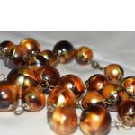 Source Unknown Vintage 60's Golden Swirl Resin Beads Gold Tone Link 24" Boho Grunge Necklace Photo 3