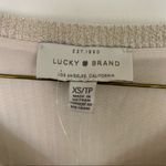Lucky Brand NWT Lucky Shimmer Silver/Gold Beige/Cream Overlay Crochet Sweater HiLo size XS Photo 1