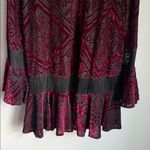 IC by Connie K Boho Velvet Burnout Bell Sleeve Tunic top – Burgundy & Black XL Red Photo 8