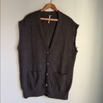 Free People Oakleigh Oversized Boyfriend Sweater Vest Charcoal Small Photo 1