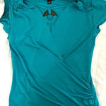 BCX  women’s top. Teal size medium cross front style. Short sleeves Photo 0